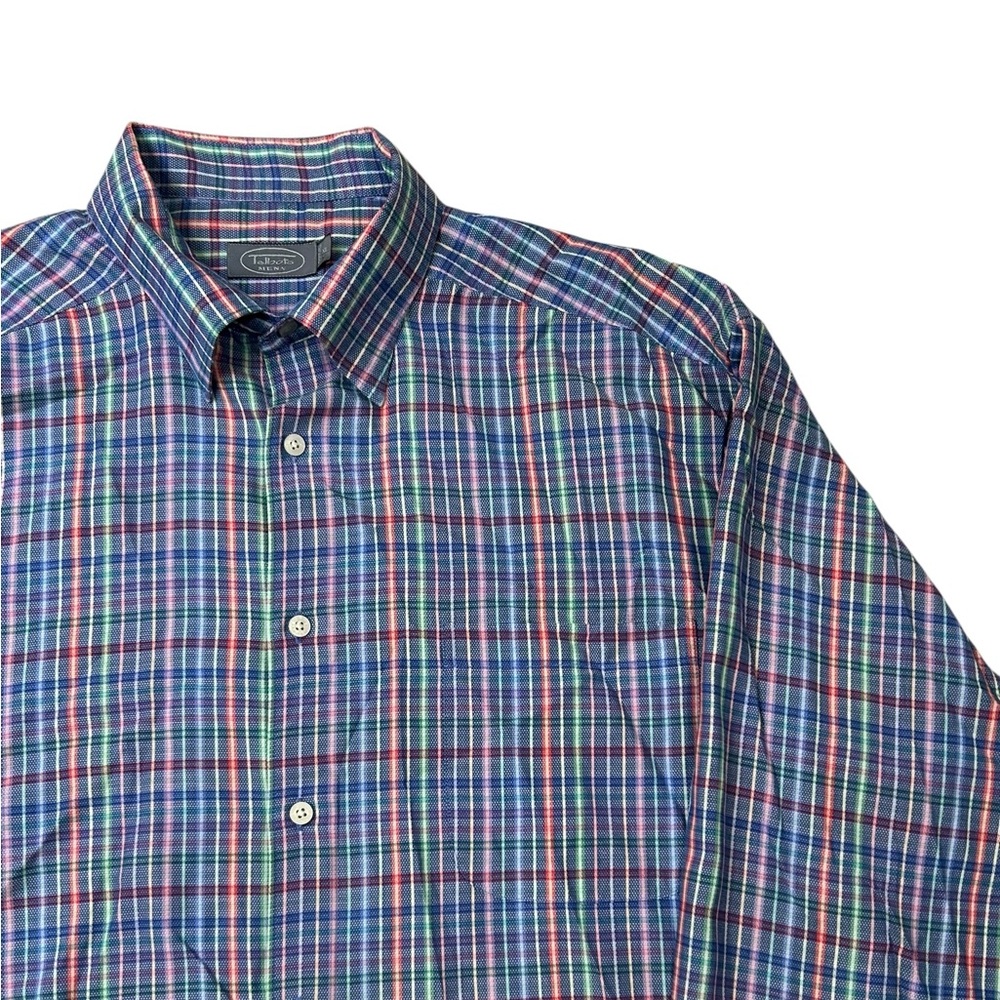 Talbots Men's Multicolor Plaid Button Down‎ Shirt XL Cotton Blend